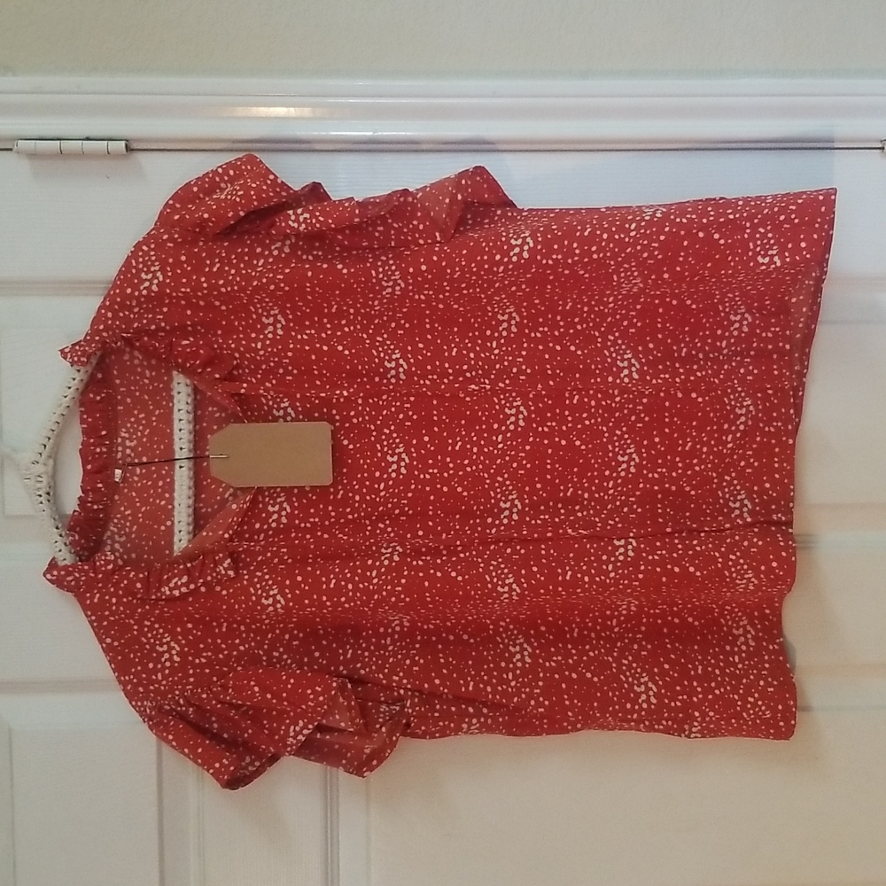 Burnt Orange Flutter Sleeve Top